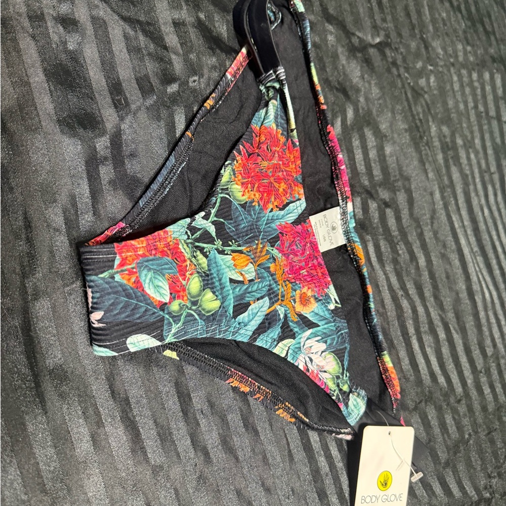 Body Glove Black and Floral Bikini Bottom